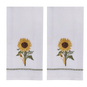 Park Designs Gold Sunflower Embroidered Dishtowel Set of 2 - 1 of 3