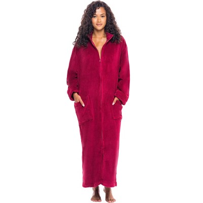 Alexander Del Rossa Women's Zip Up Plush Robe, Oversized Bathrobe With ...