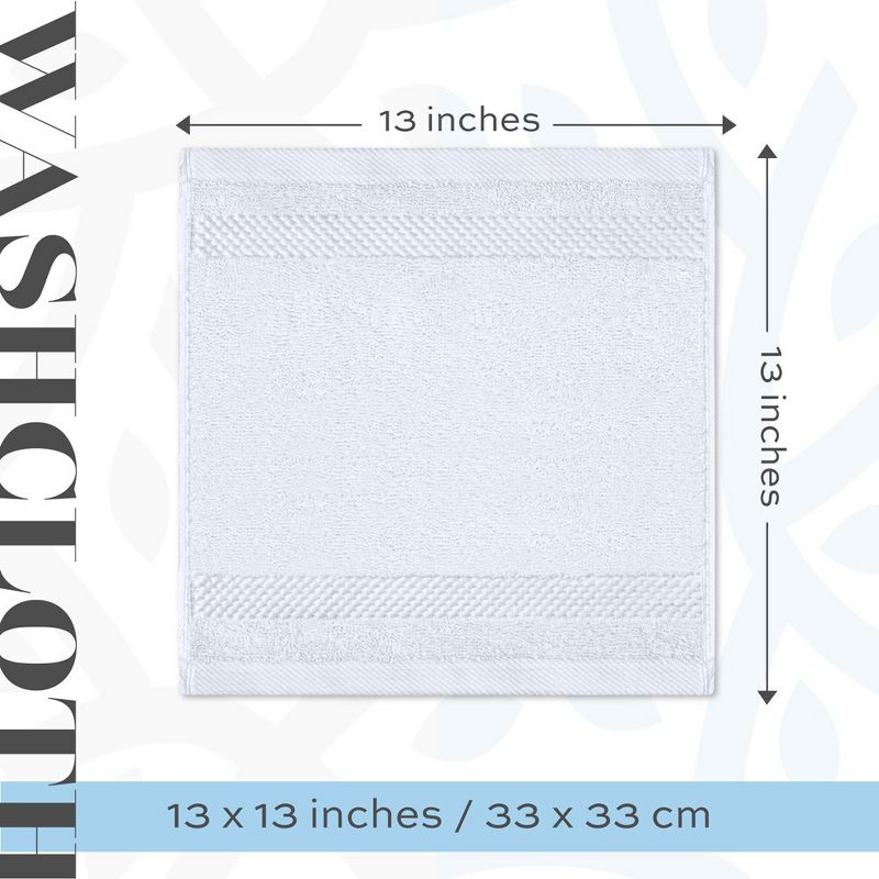 White Classic Luxury 100% Cotton Washcloths Set of 12 - 13x13", 3 of 6