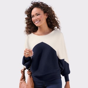 Women's Color Block Ribbed Knit Sweater - LASCANA - 1 of 4