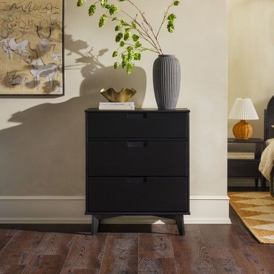 PAGED Drawer Dresser with Black Handles Modern Chest of Drawers with Paper Lamination Finish for Living Room, Hallway, Office