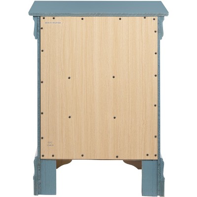 Teal Wood 3-Drawer Nightstand with Real Wood Veneers