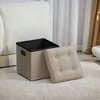 SONGMICS 15 Inches Folding Storage Ottoman, Cube Footrest, Coffee Table with Hole Handles, Faux Leather - 2 of 4