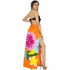 LA LEELA Women's Summer Bikini Wraps Beach Wrap Sarong Coverup Skirt Bathing suit Swimsuit Swimwear Cover Up for Women One Size Orange, Floral - 4 of 4