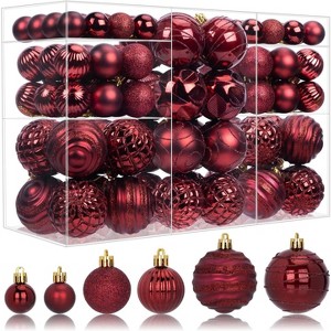 100 Pcs Christmas Ball Ornaments Set, Red and Green Xmas Tree Decoration, Shatterproof Decorative Hanging Balls with Loop for Christmas Party - 1 of 4