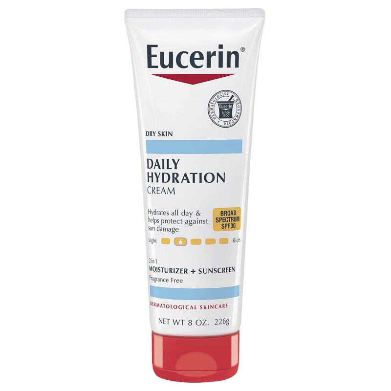 Eucerin Daily Hydration Broad Spectrum SPF 30 Sunscreen Body Cream for Dry Skin Unscented - 8oz, 1 of 20