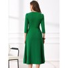 INSPIRE CHIC Women's Elegant Split Neck Side Zipper Pockets 3/4 Sleeve Work A-Line Dress - 4 of 4