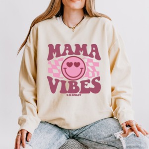 Simply Sage Market S.W.Smiley Checkered Mama Vibes Retro Lightweight Garment Dyed Sweatshirt - 1 of 4