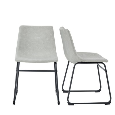 Set of 2 Laslo Modern Upholstered Faux Leather Dining Chairs - Saracina Home