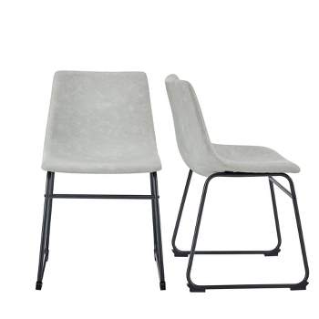 Set of 2 Laslo Modern Upholstered Faux Leather Dining Chairs Gray - Saracina Home