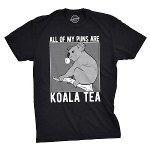 Mens My Puns Are Koala Tea T shirt Funny Sarcasm Bear Australia Funny Joke Tee - Crazy Dog Men's T Shirt - 1 of 4