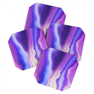 Marta Barragan Camarasa Lilac luminous strokes Set of 4 Coasters - Deny Designs