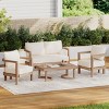 4 Piece Modern Acacia Wood Patio Sofa Set,Outdoor Patio Furniture Conversation Sets with Cushion,Garden Lounge Set for Backyard,Porch-Coolbibila - 3 of 4