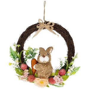 Northlight Floral Grapevine Spring Easter Wreath with Rabbit - 12" - 1 of 4