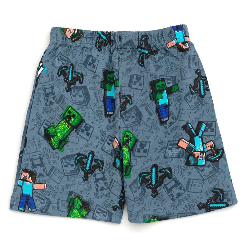 Minecraft Creeper Zombie Steve French Terry T-Shirt and Bike Shorts Outfit Set Little Kid to Big Kid, 5 of 8