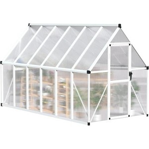 Coucheta 6x7ft Greenhouse Collection - Aluminum-Framed Polycarbonate with Roof Vent & Lockable Door, Heavy Duty for Backyard, Green & Silver - 1 of 1