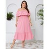 Women Plus Size Off Shoulder Maxi Dress Ruffle Flowy Casual Summer Boho Long Dresses - 2 of 4
