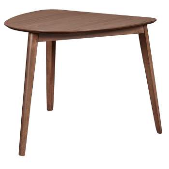 New Classic Furniture Oscar Triangular Corner Table w/Tapered-Leg Design & Veneer Walnut Tabletop Ideal for Loft, Apartment, Dorm Room or Small House