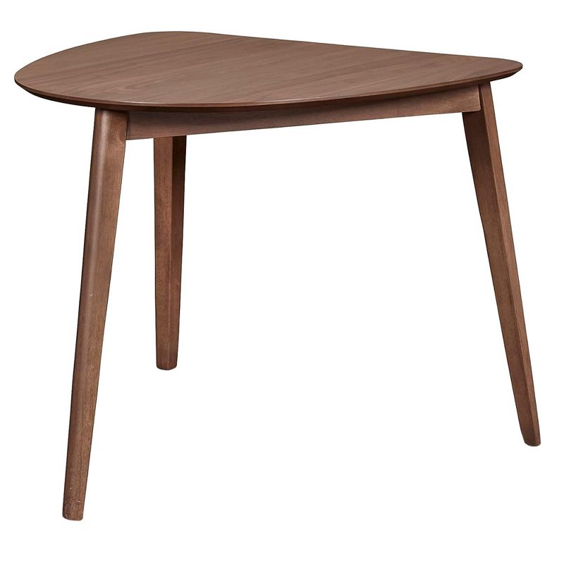 New Classic Furniture Oscar Triangular Corner Table w/Tapered-Leg Design & Veneer Walnut Tabletop Ideal for Loft, Apartment, Dorm Room or Small House, 1 of 7