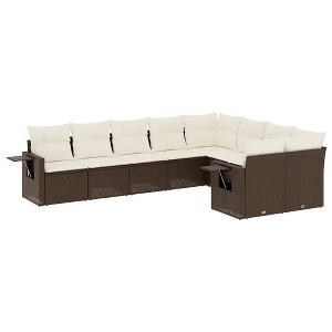 vidaXL Garden Sofa Set Brown, Cream White Poly Rattan, Powder-Coated Steel - 1 of 4