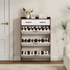 ORRD Walnut Shoe Cabinet with 3 Flip-Down Doors & 2 Drawers, Large Capacity Entryway Storage Organizer, Space Saving PVC Shoe Rack for Hallway - 4 of 4