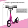 Gymax Kick Scooter Scooter W/ Adjustable Handlebar 12.6" Air Filled Wheels & V-Type Handbrakes for Kids of 8-12 Youth Scooter Pink - 3 of 4