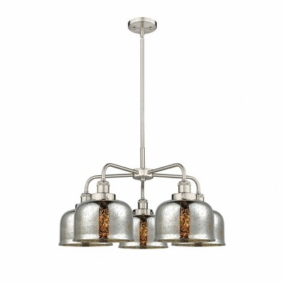 Bell - 5 Light Stem Hung Chandelier In Art Deco Style-14.75 Inches Tall and 26 Inches Wide