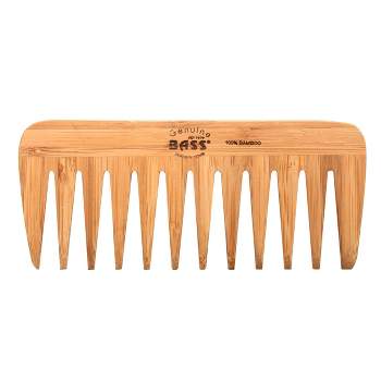 Bass Brushes 100% Natural Premium Bamboo Grooming Comb Wide Tooth Style Dark Bamboo