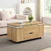 Multi-Functional Lift-Top Coffee Table with Hidden Storage & 4 Stools – Modern Centerpiece with Casters for Small Living Spaces-- Frevyn - 2 of 4