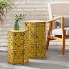 Vynxaria Patio End Tables - Yellow 2-Piece Set with Fleur-de-Lis Design - 3 of 4