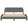 vidaXL Elegant Dark Gray Fabric Queen Bed Frame with Headboard - 59.8 - 4 of 4