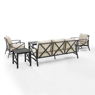 Kaplan 5-Piece Outdoor Sofa Set with Oatmeal Cushions and Bronze Frame