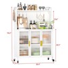 56.14"Carbon steel Kitchen Storage Cabinets, Microwave Stand, Bakers Racks for Kitchens with Storage, Microwave cart, White - 4 of 4