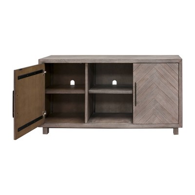 Gray 60" Transitional Wood TV Console with Cabinet