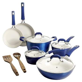 Nutrichef Nccw11bd 44 Piece Nonstick Ceramic Coating Diamond Pattern  Kitchen Cookware Pots And Pan Set With Lids And Utensils, Royal Blue :  Target