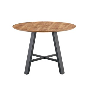 ChicFurnit Coffee Table Modern Circular Wooden with Black Metal Legs for Home and Office Spaces, Brown, 42"*42"*29.5" - 1 of 4