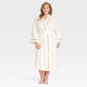 Women's Luxury Collection Shadow Striped Long Satin Robe - Auden™ - 1 of 3