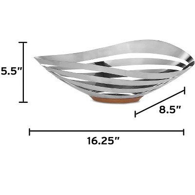 Stainless Steel and Acacia Wood Bread and Fruit Bowl