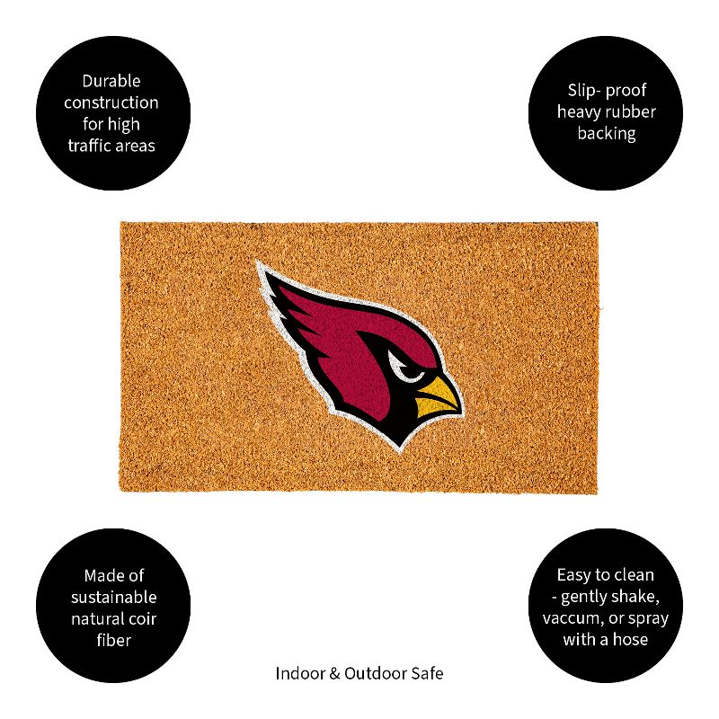 Evergreen NFL Arizona Cardinals Logo Natural Coir 28 x 16 Inches Indoor Outdoor Doormat, 4 of 7