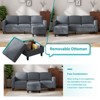 Mjkone Convertible Linen 3-Seater Sofa with Storage Ottoman&Single Sofa Chair with Side Pocket - 3 of 4
