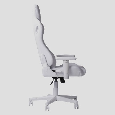 White Velvet Memory Foam Ergonomic Gaming Chair with Adjustable Arms