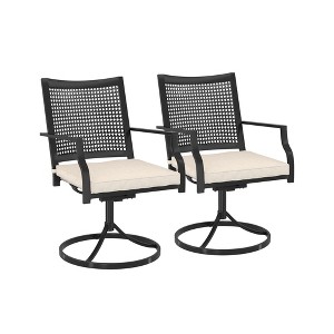 Mondawe 2-Piece Outdoor Swivel Rocking Chairs,360 Degree Swivel Textilene Iron Dining Chair (Set of 2) - 1 of 4