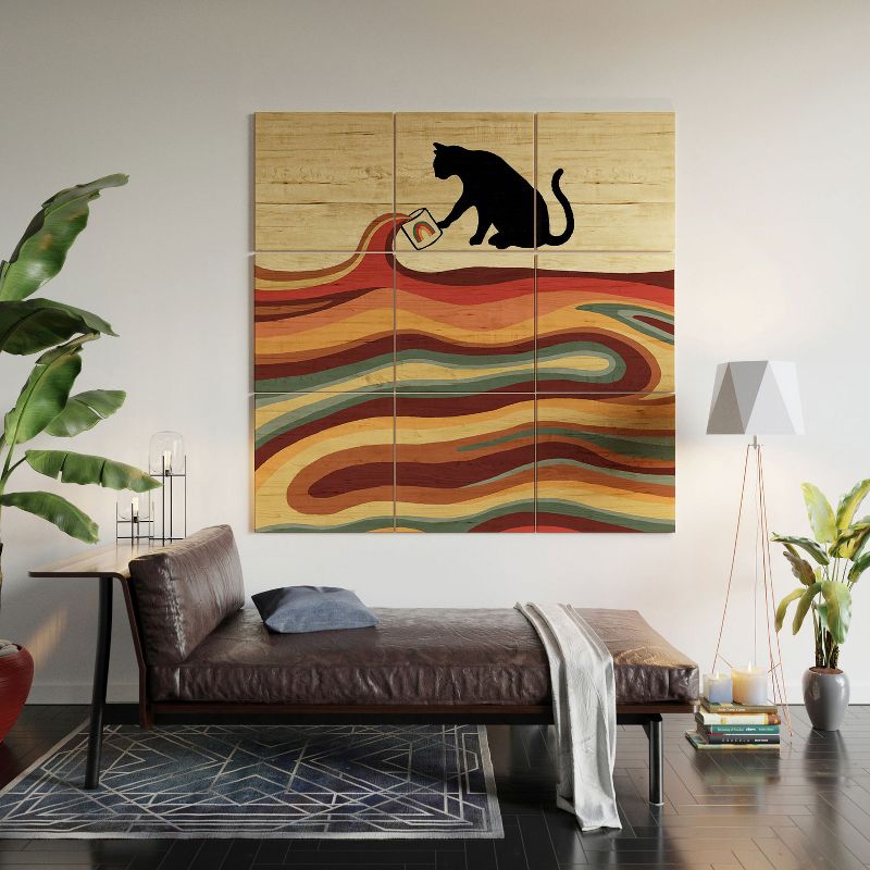 Jimmy Tan Rainbow Cat 1 Coffee Milk Drop Wood Wall Mural - Society6, 2 of 3