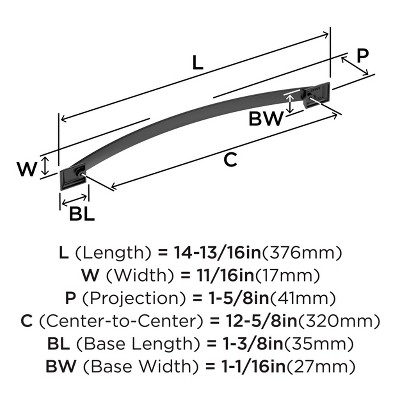 12-5/8 inch Black Bronze Polished Bar Pull