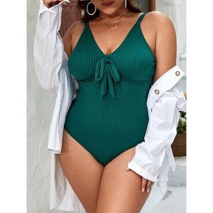 Coolmee Womens Puls One Piece Swimsuits Halter Bathing Suits Push Up Swim Suits Slimming Tummy Control Swimwear - 1 of 4