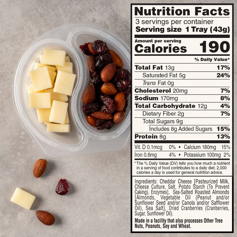 Sargento Balanced Breaks Natural White Cheddar, Sea-Salted Roasted Almonds &#38; Dried Cranberries - 4.5oz/3ct, 5 of 11