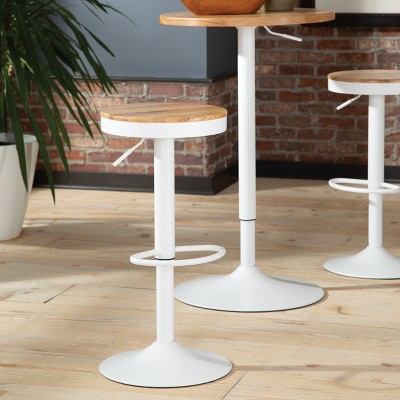 32" Industrial Modern Backless Adjustable Barstool White/Natural - OFM