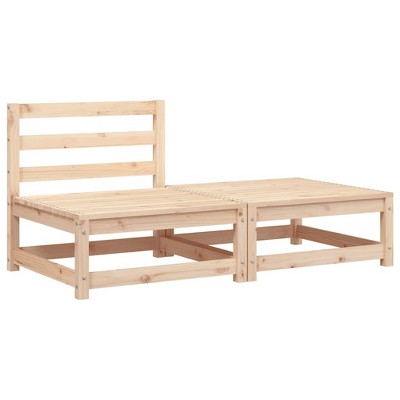vidaXL Patio Sofa Armless with Footstool Solid Wood Pine