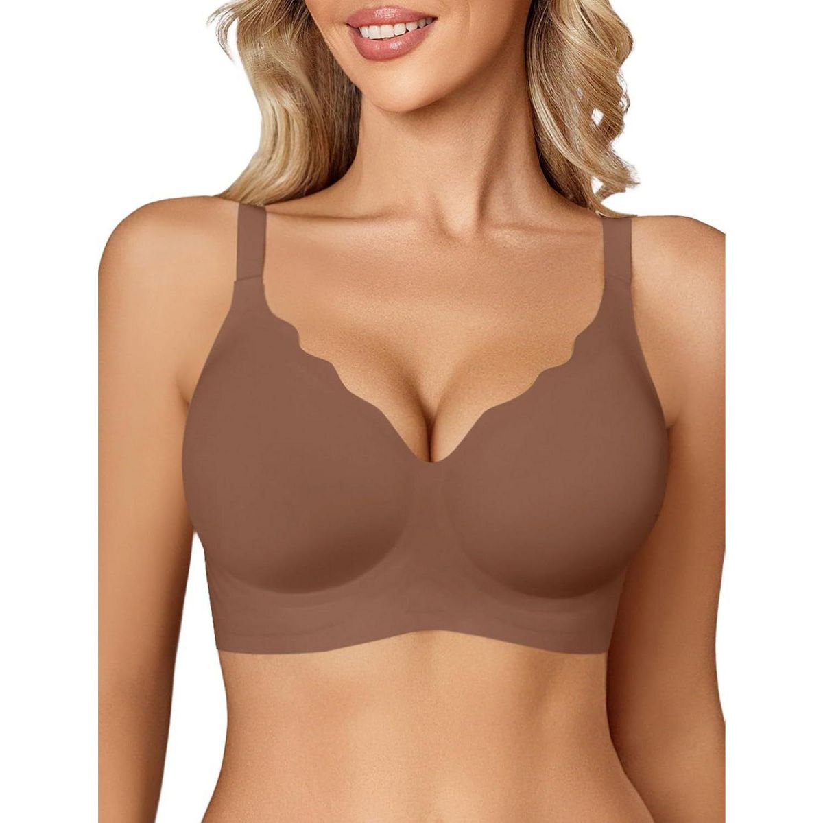 Avidlove Jelly Bras for Women No Underwire Seamless Bralettes Wireless Push Up Scalloped Full Coverage Everyday Bra