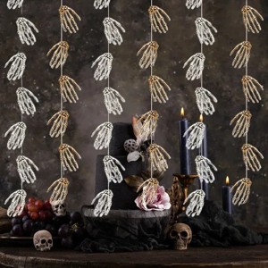 Racxily 6Pcs Halloween Hand Skeleton Garland Horrible Party Paper Banner Haunted House Hanging Decoration - 1 of 3